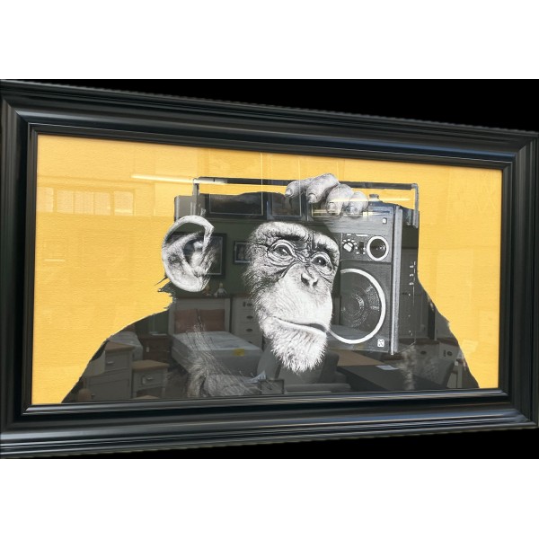 Monkey picture 100 x 50 with Matt Black Alpha frame